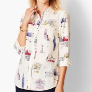 NWT Talbots London City Print Button Up Shirt XL